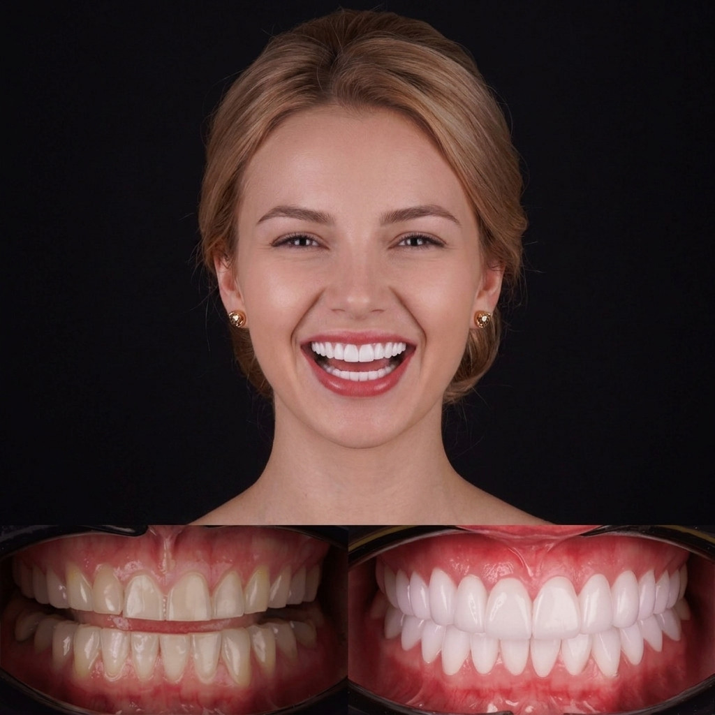Porcelain veneers comparison photo